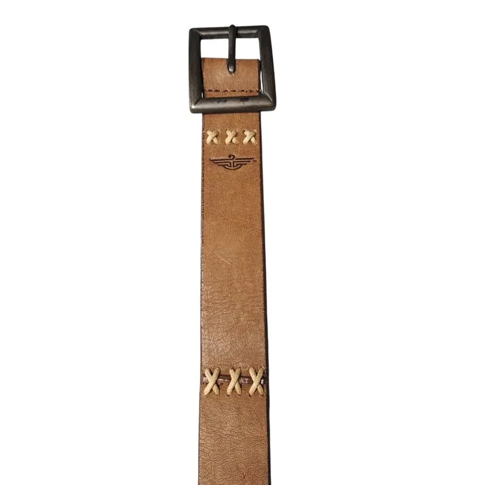 Dockers Full Grain Leather Belt MENS Size M BrownStitch Designs 29-32W Western